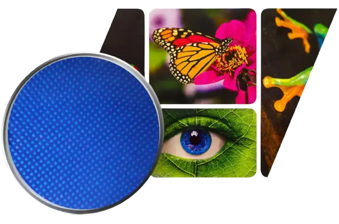 A close-up of a flexo printing plate, a consumable for flexographic printing, showing the raised relief image for transferring ink.